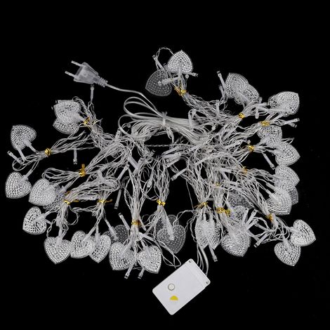 Guirlande lumineuse LED étanche en forme de cœur, à suspendre à une fenêtre ou un rideau, pour décoration de Noël intérieure, 220 V, blanc chaud, prise UE 220 V (1/5)