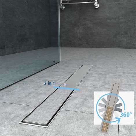 GRAND VERRE Caniveau de douche Siphon largeur 100 cm tournant 360° à carreler pour douche italienne