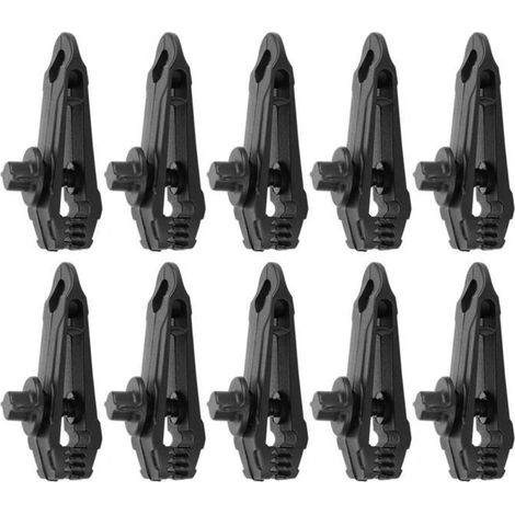 Pince de tente de camping légère en forme de dents, pince de tente extérieure, meubles quotidiens en plastique portables noirs à (1/4)