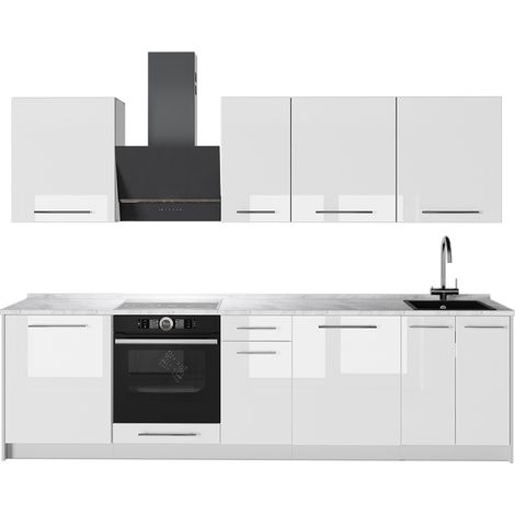 Cucina componibile Fame-Line, Bianco lucido/Bianco, 280 cm senza piano di lavoro, Vicco (1/5)