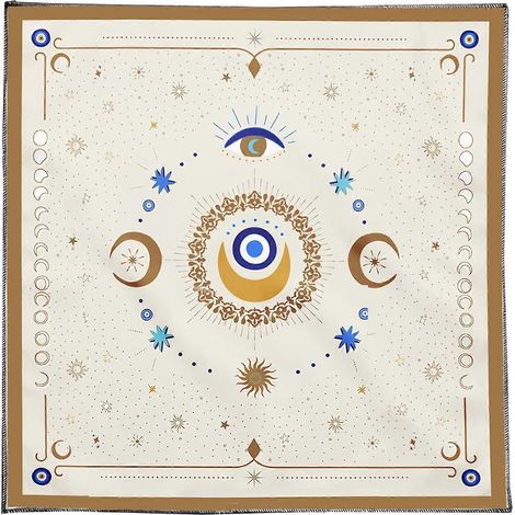 Nappe de table à motif œil et lune pour tarot, divination, tapisserie, astrologie, sorcellerie, décoration, 50 x 50 cm (1/5)