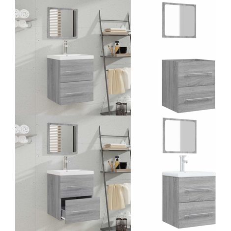 Armoire de salle de bain avec miroir Sonoma gris 41x38,5x48 cm - Miroir salle de bain - Armoire avec miroir (1/5)