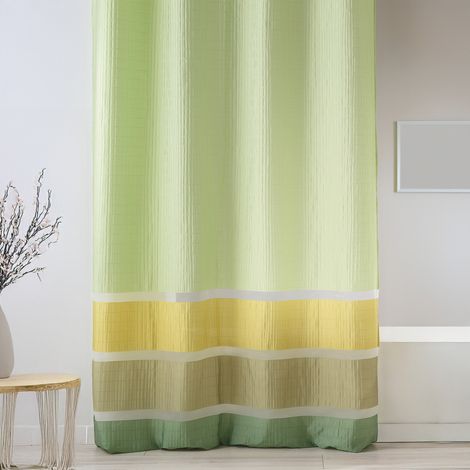 Voilage fantaisie tissée avec rayures horizontales Vert tilleul 140x240 cm