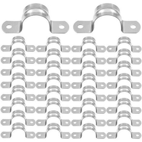 32 Pièces Colliers de U Tuyau 20mm Serre Joint Tuyau 304 Acier Inoxydable Collier de Serrage Pince pour Tuyaux U Collier de Fixation Pince a Collier pour à Maison Cuisine Tuyau 20mm (1/5)