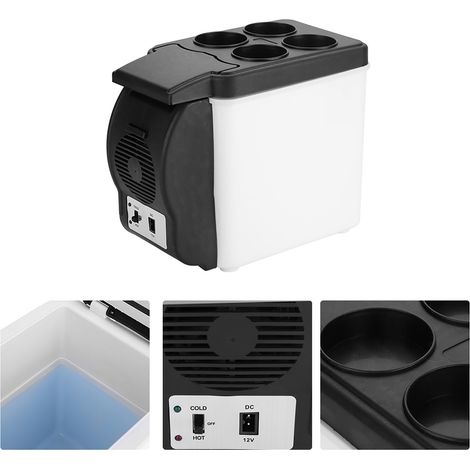 Mini réfrigérateur de voiture portable 12V 6L, multifonctionnel, pour aliments et boissons (chauffage, refroidissement). (1/5)