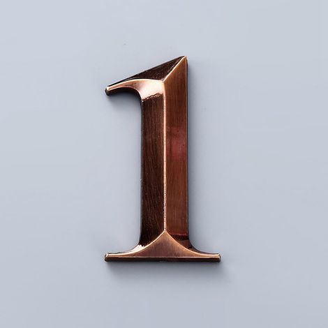 Chiffres Adresse Maison - 7 cm Hauteur - Plaque Numérale Auto-Adhésive en Plastique ABS Métallisé - Pour Boîte Aux Lettres Porte Rue - Unité (1/5)