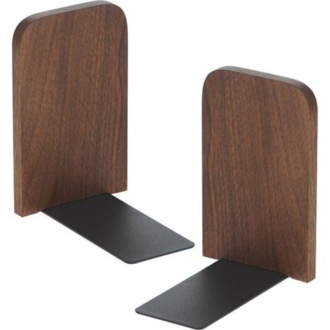 Lot de 2 serre-livres bois brun – Design naturel, rangement livres bureau et intérieur maison (1/5)
