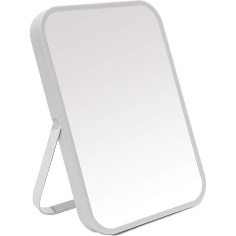 Miroir de Maquillage pour Bureau, Miroir Pliable Portable de 20 cm avec Support en Métal, Rotation Ajustable à 90°, Miroir de Maquillage pour Voyage, Accrochable pour Salle de Bain, pour Douche (1/5)