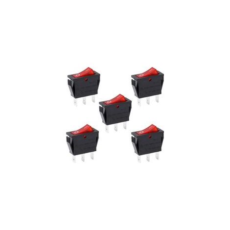 5 pièces Interrupteur à bascule ON-OFF SPST 3 bornes lumière rouge 16A 250VAC (1/5)