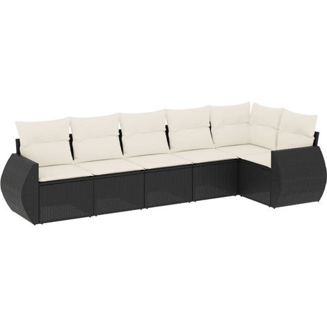 Maison Exclusive - Set Divano da Giardino 6 pz con Cuscini Nero in Polyrattan (1/3)