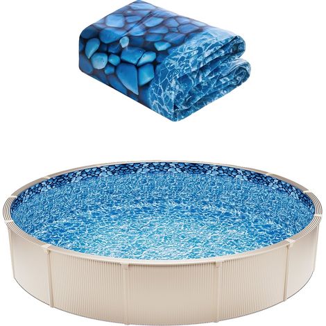 Doccia ovale per piscina 12 x 24 piedi, rivestimento fuori terra 48-54 pollici, vinile resistente, per piscine in acciaio, rotonda 1006x120 cm-0,32 mm (1/2)