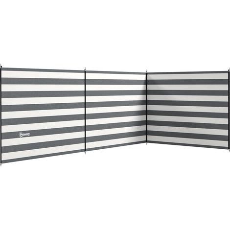 Paravent brise-vent de camping portable pliable avec sac de transport et poteaux en acier dim. 540 cm x 150 cm (1/5)