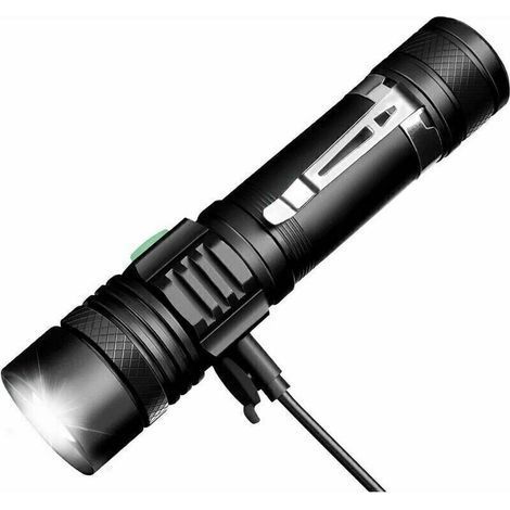 LED Flashlight, USB Rechargeable Flashlights, Extremely Bright LED Flashlight, Waterproof Flashlight with 4 Modes (Battery Not Included)- (1/5)