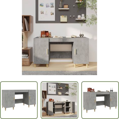 Bureau minimaliste - Bureau Gris béton 140x50x75 cm Bois d'ingénierie (1/5)