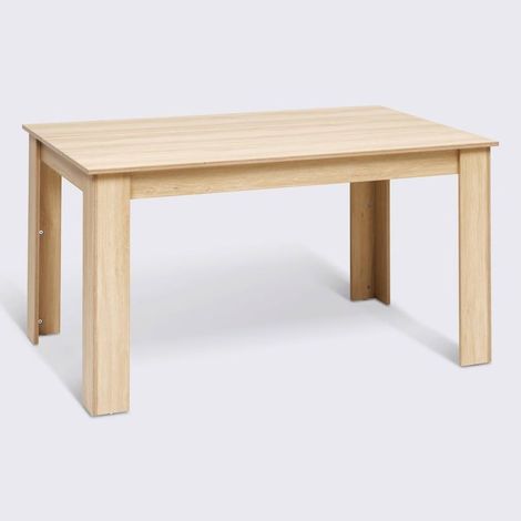 Table à manger 6 places coloris effet bois naturel - Longueur 140 x Profondeur 90 x Hauteur 75,5 cm (1/3)