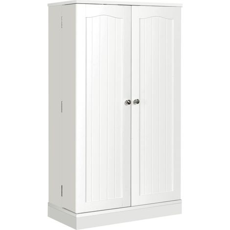 COSTWAY Credenza per Cucina con Doppia Anta, Armadio Dispensa con 6 Ripiani Regolabili, per Sala da Pranzo Salone Ingresso, 59 x 30,5 x 103 cm, Bianco