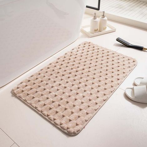 Couleur camel, 5080cm, texture carapace de tortue. Tapis de bain en peluche imitation carapace de tortue, absorbant et antidérapant pour l'entrée de la salle de bain, facile à nettoyer. (1/5)