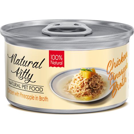 Cibo umido per gatti Natural Kitty Premium 100% pollo ananas 80g (1/3)