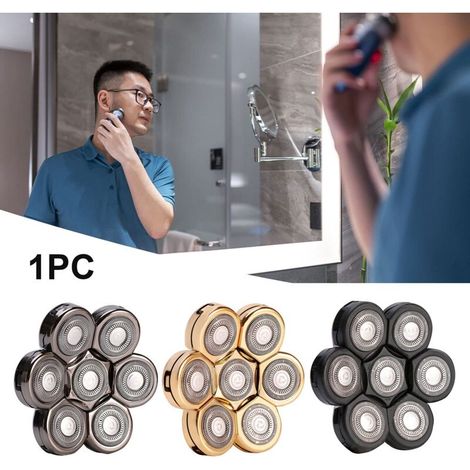 Tête De Rasoir , 7 têtes de rasoir électrique, lame flottante lavable de rechange pour homme (noir)