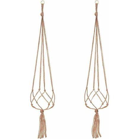 Makramee-Pflanzenampel-Set, Hängeblumentopf, für hängende Blumentöpfe, Hängepflanzenampel, Balkondekoration, 4 Seilbeine, 105 cm, 2 Stück (1/5)
