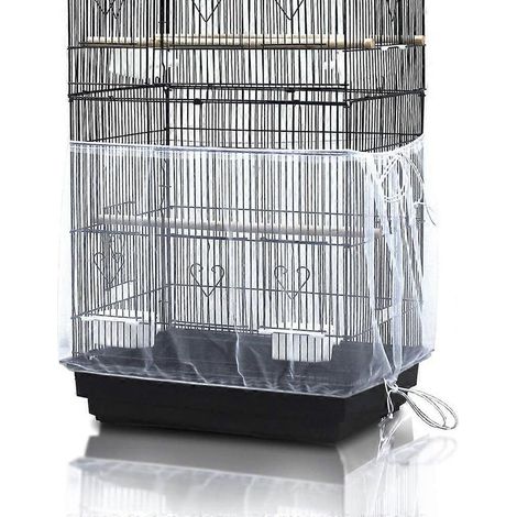 Jupe de cage à oiseaux anti-poussière et anti-salissures, housse protectrice récupératrice de graines, blanc en polyester, dimensions 200 x 40 cm (1/5)