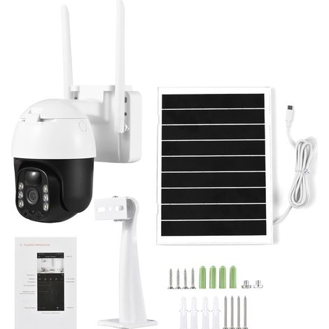Ortviai Caméra de sécurité sans fil solaire 3 MP QS-5302 étanche IP66 avec vision nocturne couleur et audio bidirectionnel (1/4)