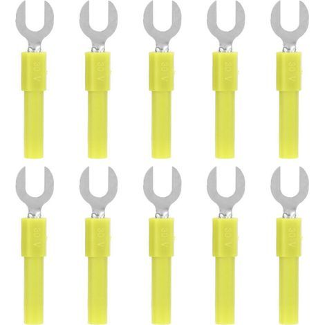 10 pièces connecteurs fourche en laiton, type Y 6mm/0.2in, fiche banane 4mm/0.2in, 30Vca-60Vcc max, 10A, jaune (1/5)