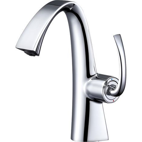 Mitigeur Lavabo en Laiton Massif Robinet de Salle de Bain Design Monocommande Cartouche Céramique Mousseur Économie d'Eau Modèle BS-302 (Chromé) (1/5)