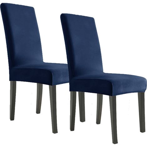 Lot de 4 Housses de Chaise Extensible Gris pour Salle à Manger élastique Couverture Chaises Dossier Haut Grande Taille Lavable,bleu (1/5)