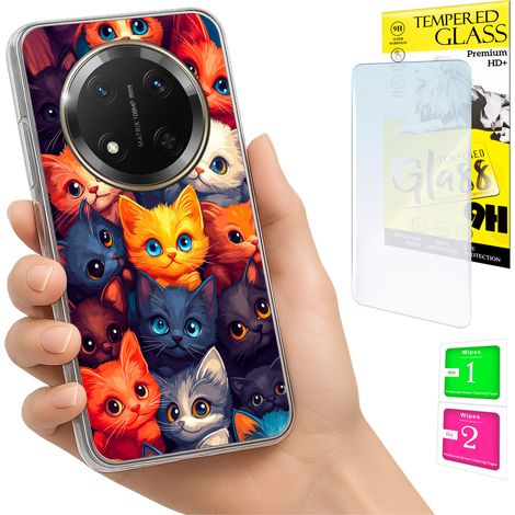 Funda para Honor Magic7 Lite con foto, gráficos de gatos y cristal. (1/5)