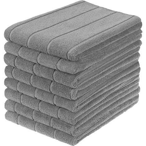 8 Torchons de Cuisine en Microfibre, Serviettes de Cuisine Extra Larges et Super Absorbantes, 50 x 70 cm, Gris (1/5)