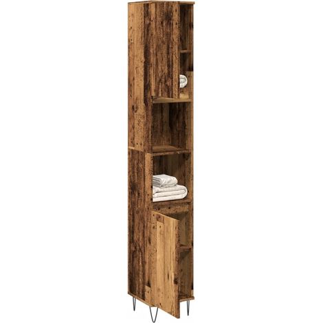 Badschrank Altholz-Optik 30x30x190 cm Holzwerkstoff