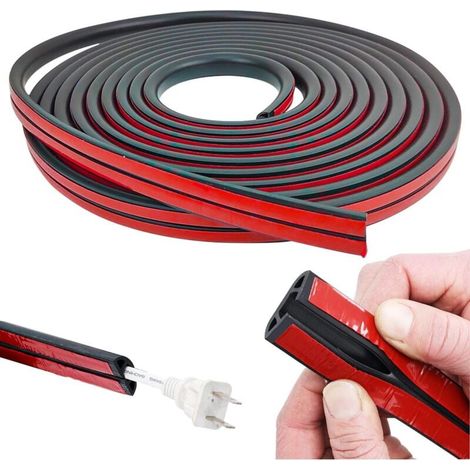 Passage de Cable au Sol 6M, Cache Cable Sol Auto-Adhésif 20x10mm, Passe Cable Sol Goulotte Passe Cable PVC, Protecteur de Câbles de Plancher pour Cacher et Protéger Les Câbles, pour Calibre 8 mm (1/4)