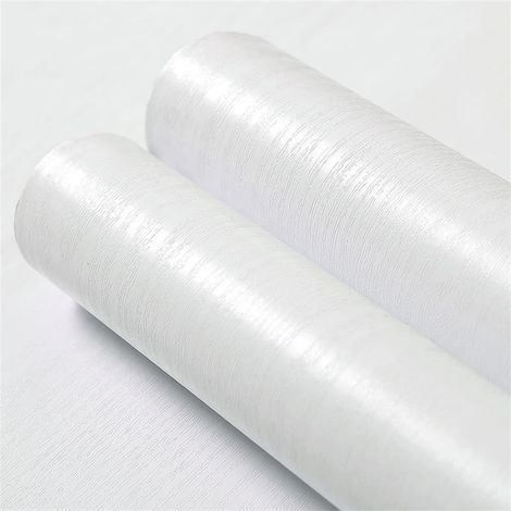 (Blanc, 40 cm x 1 m) Papier peint autocollant imperméable à texture grain de bois, convient à la décoration intérieure. (1/3)