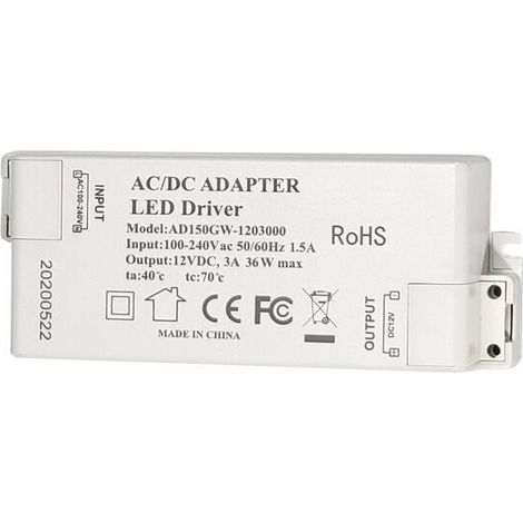 1 transformateur LED 48W, 12V DC, entrée 100-240V AC, pour guirlandes LED, bandes LED, ampoules LED (1/5)
