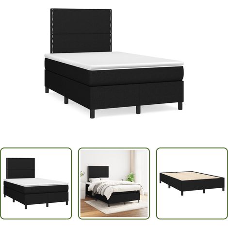 Matelas à ressorts ensachés -  Sommier à lattes de lit avec matelas noir 120x190 cm tissu (1/5)