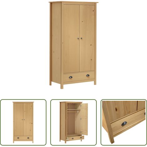 Armoire de chambre -  Garde-robe à 2 portes Hill 89x50x170 cm Bois de pin solide (1/5)