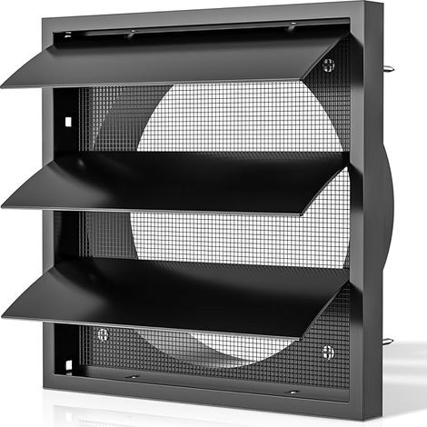100mm Black 140mm x 140mm Lamella Ventilation Grille with Mosquito Net for HVAC, Hood, Outdoor Cover, Dryer, Exhaust Fan, Bathroom, Garage (1/5)
