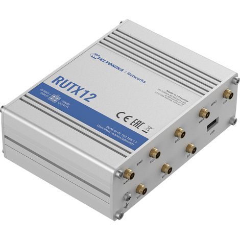 Routeur double LTE Cat 6 RUTX12 802.11ac 867 Mbit/s 10/100/1000 Mbit/s Ports Ethernet LAN (RJ-45) : 4 Prise en charge réseau : Non MU-MiMO : Oui 4G Type d'antenne : 4 SMA pour LTE, 2 RP-SMA p (1/5)