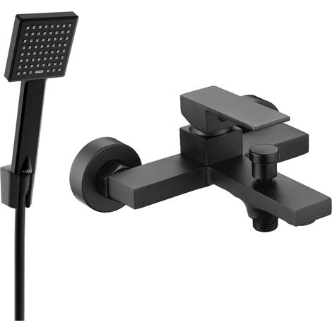 Mexen Uno R45 miscelatore per vasca con set doccia, nero - 7143R45-70 (1/3)
