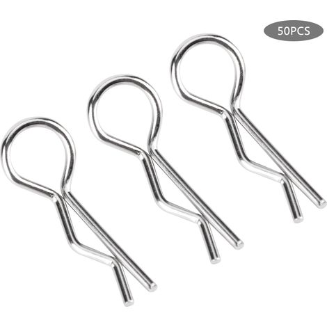 Packung mit 50 R-förmigen Clips, Zubehör für 1/10 HSP RC-Autos, silberfarben. (1/5)