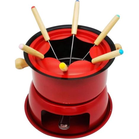 stainless steel fondue pot set 6 dipping forks and removable