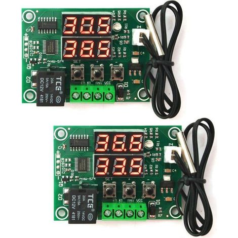Module Thermostat Numerique XH-W1219 - DC 12 V - Plage De Regulation 0 A 50 °C - Affichage LED Double Rouge - Pour Systeme De Chauffage Et Plomberie - 2 Unites (1/4)