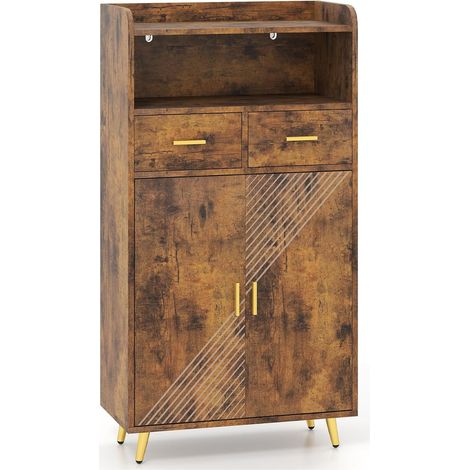 GOPLUS Armoire Salle de Bain avec Miroir HD Antibuée, Meuble Salle de Bain avec Lumière LED Couleur & Luminosité Réglables, Station de Charge, Armoire avec Double Porte et Étagères Réglables (Café) (1/5)