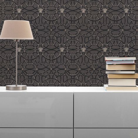 TADESSI  Tapete Barock Samuel  M1-No.308  Vliestapete  Silber  Schwarz  Designtapete  Wohnzimmer  Schlafzimmer  Küche (1/5)