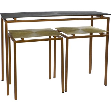 Consola Set 3 Metal Aluminio 109,5X37,5X80 Gris (1/5)