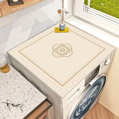 Staubdichte Abdeckung für Frontlader-Waschmaschine im nordischen Stil, rutschfeste und isolierende Schutzmatte für Kühlschrank, Nachttisch oder Mikrowelle (Modell Xiangyun, 60x60 cm) - 1 Stück-lsw