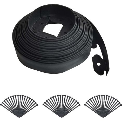 Kit de bordure de jardin, sans creuser, 10 m de long, 10 cm de haut, bordures de jardinage avec 30 piquets, kit de bordure de pelouse flexible pour parterres de fleurs, cour, allée, bordure (1/5)