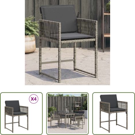vidaXL Sillones de jardín con cojines 4 uds ratán sintético gris (1/5)