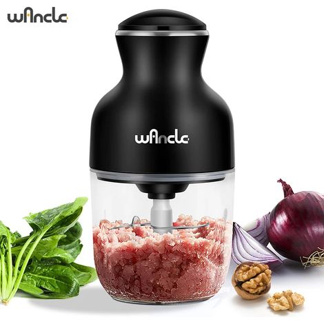 Hachoir à viande/robot culinaire domestique 0,6 L avec lame en acier inoxydable (noir, norme européenne 220 V, 350 W) (1/5)
